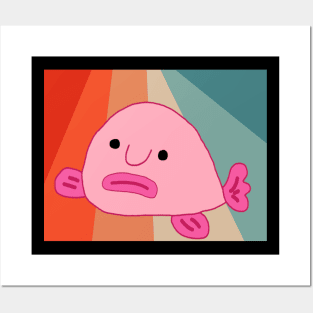 Vintage blobfish retro design underwater world Posters and Art